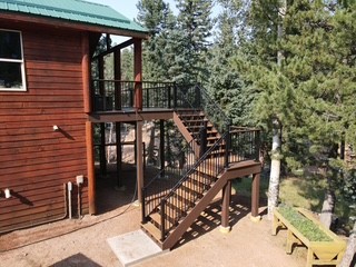 Exterior stair and railing on elevated deck